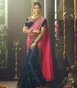 Multicolor embroidered chiffon saree with blouse