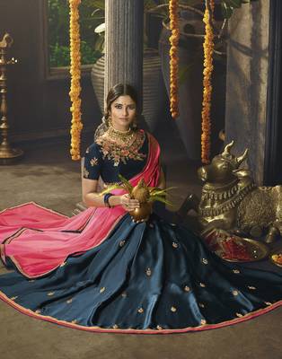 Multicolor embroidered chiffon saree with blouse 3