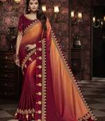 Multicolor embroidered silk blend saree with blouse