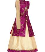 Cream Printed Silk Stitched Lehenga