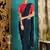 Dark Navy Blue Embroidered Pure Georgette Saree With Blouse