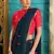 Dark Navy Blue Embroidered Pure Georgette Saree With Blouse