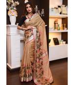 Brown Shade Handwoven Linen Saree with Jacquard Weaving