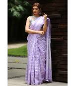Lavender Shade Handwoven Linen Saree