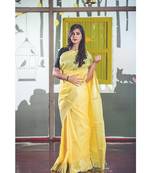 Yellow Handwoven Silk Linen Saree