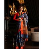 Blue Shade Maheshwari Cotton Banarasi Handwoven Saree