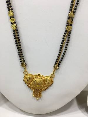 Alloy 2 Two Linewith Black Gold Beads 18" Length And Golden Plated Design Pendant Traditional 2