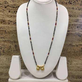 With Black Gold Munga Or Orange Coral Beads 16" Length And Golden Plated Vati Design Pendant Traditional 1