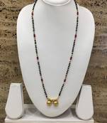 With Black Gold Munga Or Orange Coral Beads 16" Length And Golden Plated Vati Design Pendant Traditional