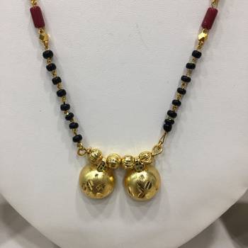 With Black Gold Munga Or Orange Coral Beads 16" Length And Golden Plated Vati Design Pendant Traditional 2