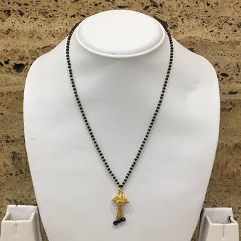 Mangalsutra With Black Beads 12" Length And Golden Plated Design Pendant And Latkan Traditional 1