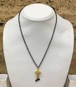 Mangalsutra With Black Beads 12" Length And Golden Plated Design Pendant And Latkan Traditional