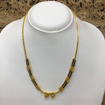 Mangalsutra With Black Beads 8" Length And Golden Plated Design Pendant And Latkan Traditional 1