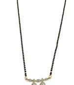 Mangalsutra With Black Beads 8" Length And Gold & Silver Plated American Diamond Pendant Traditional