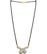 Mangalsutra With Black Beads 8" Length And Gold & Silver Plated American Diamond Pendant Traditional