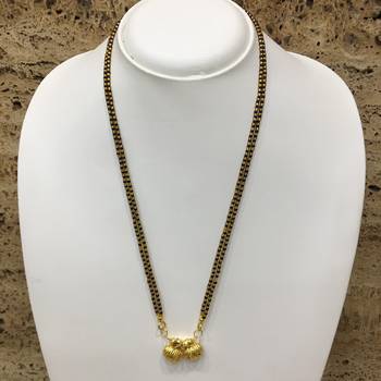Mangalsutra With Black Beads 10" Length And Golden Plated Design Pendant And Latkan Traditional 1