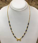 Mangalsutra With Black & Gold Beads 8" Length And Golden Plated Design Pendant And Latkan Traditional