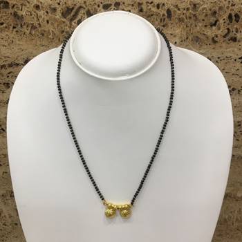 Mangalsutra With Black Beads 8" Length And Golden Plated Design Pendant And Latkan Traditional 1