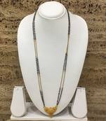 Mangalsutra With Black Beads 15" Length And Golden Plated Design Pendant And Latkan Traditional