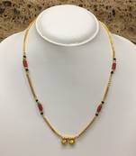 Gold Plated Mangalsutra Necklace 18-Inch Length Chain Golden Vati Tanmaniya Pendant Traditional Black Orange Coral Beads