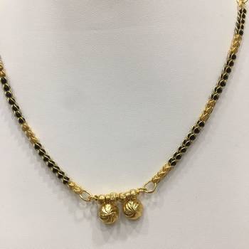 Gold Plated Mangalsutra Necklace 18-Inch Length Chain Golden Vati Tanmaniya Pendant Traditional Black& Gold Beads 2