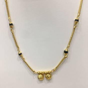 Gold Plated Mangalsutra Necklace 18-Inch Length Chain Golden Vati Tanmaniya Pendant Traditional Black Gold Beads 2