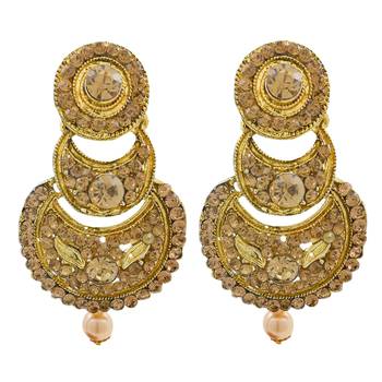 Saizen Floral Gold Plated Studded Drop Earrings Alloy Dangle Earring 2