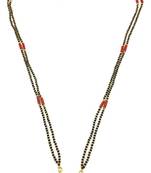 Black & Orange Coral/Munga (Mangal) Beads 15" Length And Golden Plated Design Pendant And Latkan Traditional