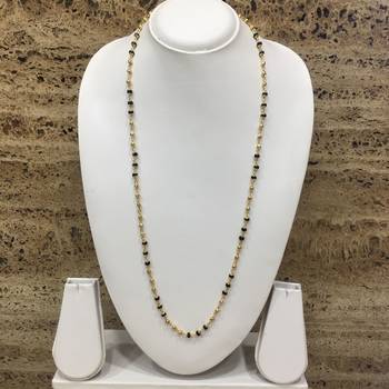 Gold Plated Mangalsutra Necklace 26-Inch Length Chain Traditional Black & Gold Beads S 1