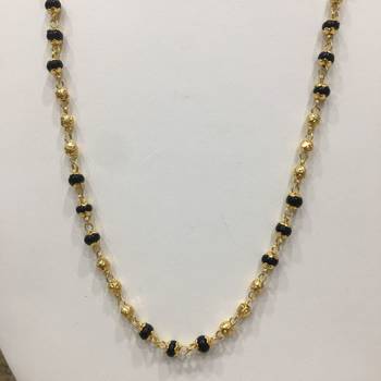 Gold Plated Mangalsutra Necklace 26-Inch Length Chain Traditional Black & Gold Beads S 2