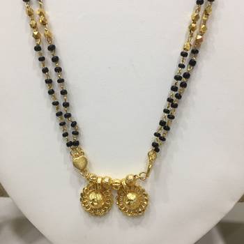 Gold Plated Mangalsutra Necklace 30-Inch Length Chain Golden Vati Tanmaniya Pendant Traditional Black & Gold Beads 2