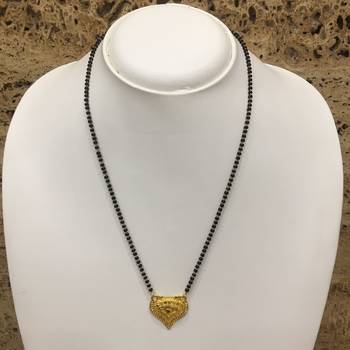 Gold Plated Mangalsutra Necklace 18-Inch Length Chain Golden Plated Pendant And Latkan Traditional Black Beads S 1