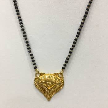 Gold Plated Mangalsutra Necklace 18-Inch Length Chain Golden Plated Pendant And Latkan Traditional Black Beads S 2