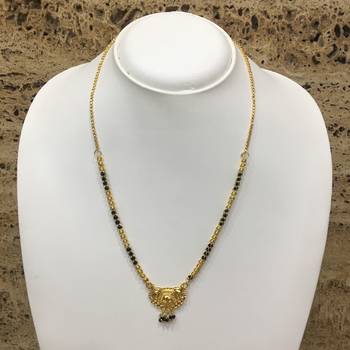 Gold Plated Mangalsutra Necklace 18-Inch Length Chain Golden Plated Pendant And Latkan Traditional Black & Gold Beads 1