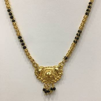 Gold Plated Mangalsutra Necklace 18-Inch Length Chain Golden Plated Pendant And Latkan Traditional Black & Gold Beads 2