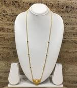 Gold Plated Mangalsutra Necklace 30-Inch Length Chain Golden Plated Pendant And Latkan Traditional Black & Gold Beads