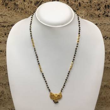 Gold Plated Mangalsutra Necklace 20-Inch Length Chain Golden Plated Pendant And Latkan Traditional Black & Gold Beads 1