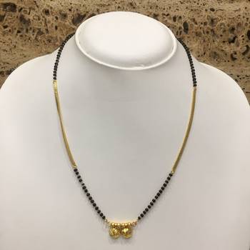 Gold Plated Mangalsutra Necklace 18-Inch Length Chain Golden Vati Tanmaniya Pendant Traditional Black& Gold Beads 1