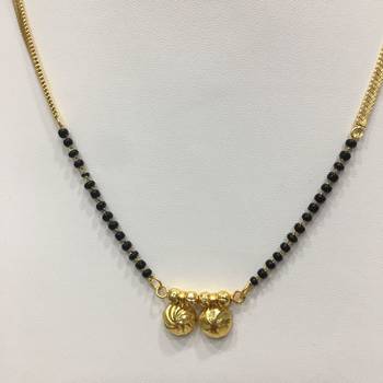 Gold Plated Mangalsutra Necklace 18-Inch Length Chain Golden Vati Tanmaniya Pendant Traditional Black& Gold Beads 2