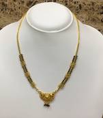 Gold Plated Mangalsutra Necklace 18-Inch Length Chain Golden Plated Pendant And Latkan Traditional Black & Gold Beads