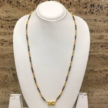 26-Inch Length Chain Golden Double Vati Tanmaniya Pendant Traditional Black & Gold Beads 1