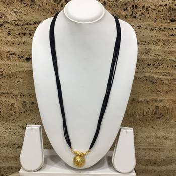 30-Inch Length Chain Golden Vati Tanmaniya Pendant Traditional Black Beads 6 Line Multilayer 1