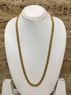 Gold Plated Mangalsutra Necklace 26-Inch Length Chain Traditional Black & Gold Beads S 1