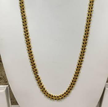 Gold Plated Mangalsutra Necklace 26-Inch Length Chain Traditional Black & Gold Beads S 2