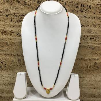 28-Inch Length Chain Golden Laxmi Coin Vati Tanmaniya Pendant Traditional Black Orange Coral Beads 1