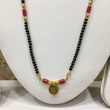 28-Inch Length Chain Golden Laxmi Coin Vati Tanmaniya Pendant Traditional Black Orange Coral Beads 2