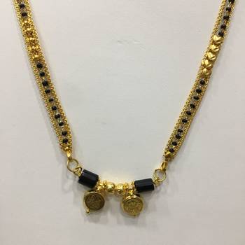 36-Inch Length Chain Golden 2 Laxmi Coin Vati Tanmaniya Pendant Traditional Black & Gold Beads 2