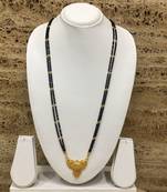 Gold Plated Mangalsutra Necklace 28-Inch Length Chain Golden Plated Pendant And Latkan Traditional Black & Gold Beads