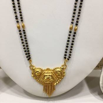 Gold Plated Mangalsutra Necklace 28-Inch Length Chain Golden Plated Pendant And Latkan Traditional Black & Gold Beads 2