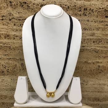 30-Inch Length Chain Golden Double Vati Tanmaniya Pendant Traditional Black Beads 6 Line Multilayer 1